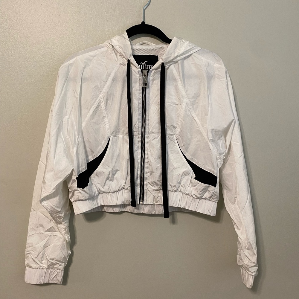 White Cropped Windbreaker! By Hollister, Size M